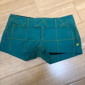 Hurley Teal Plaid Low rise short shorts size 5